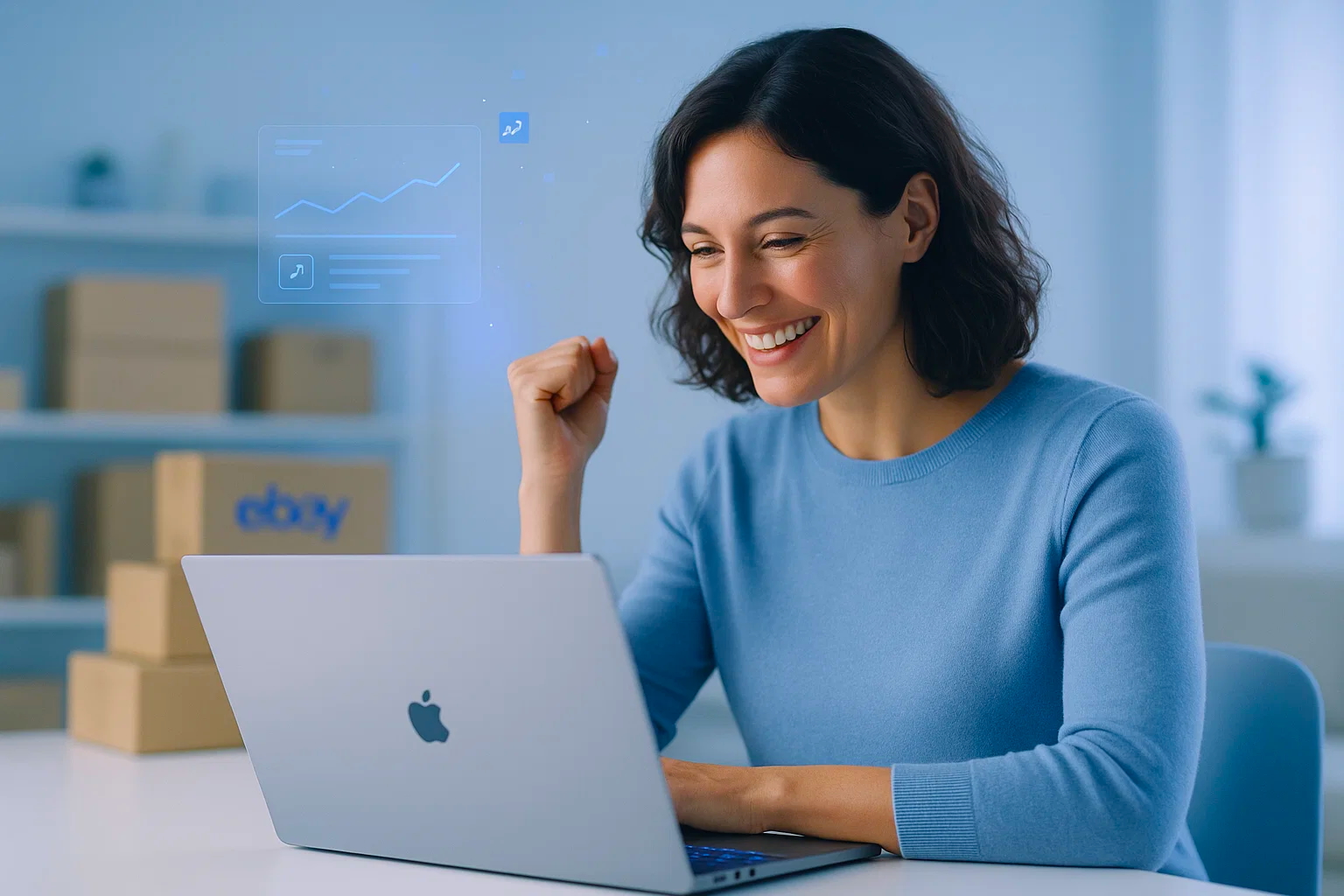 eBay seller packing an order — another sale just came in