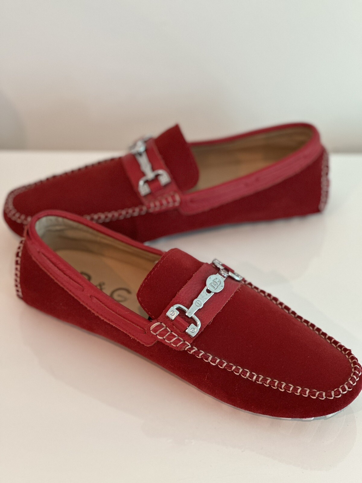 D&G Red Driving Loafers Sz 39 UK 6 β eBay listing promo example by X247